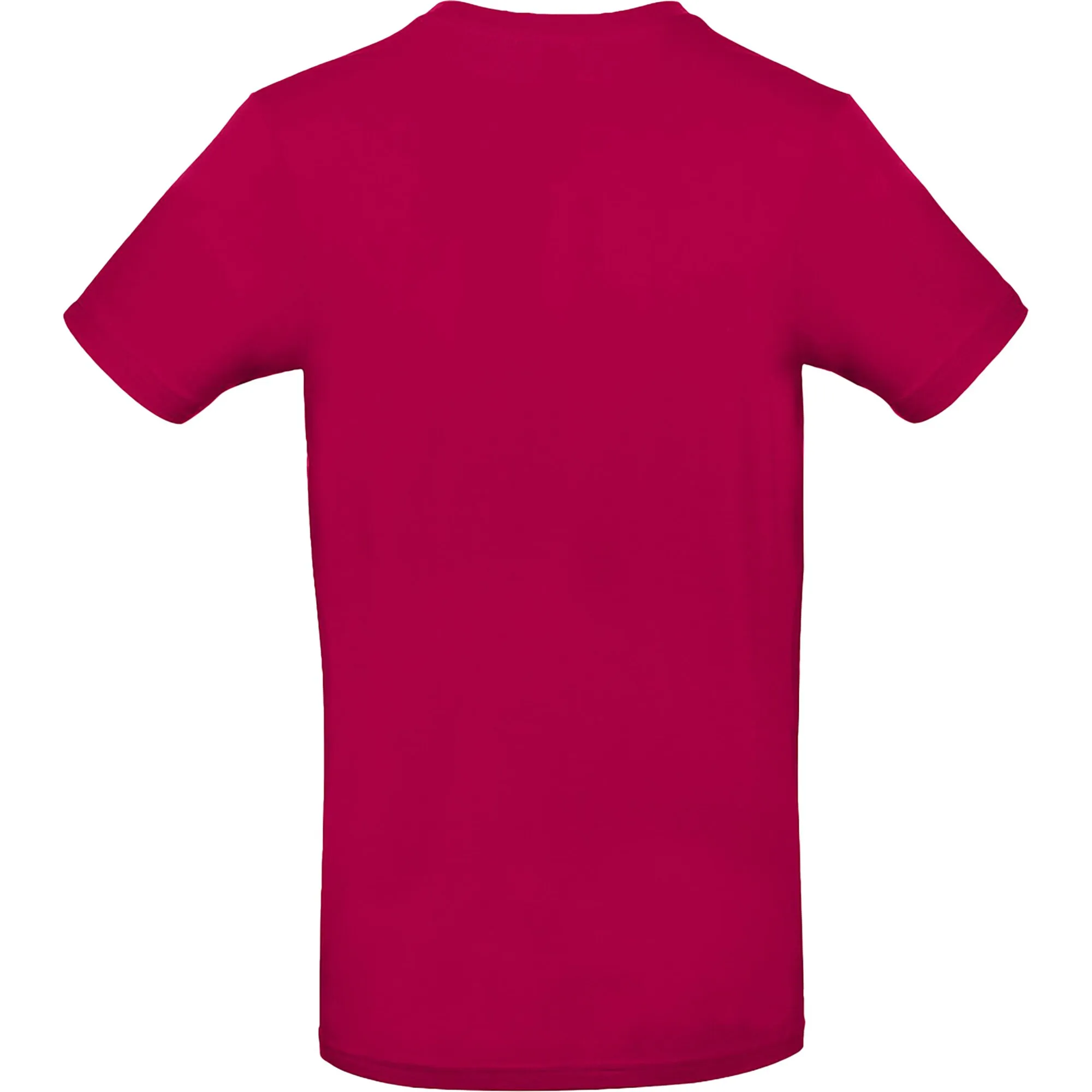Fuchsiafarbenes T-Shirt mit Rundhalsausschnitt und kurzen Ärmeln, Vorderseite ohne sichtbaren Aufdruck, Größe L