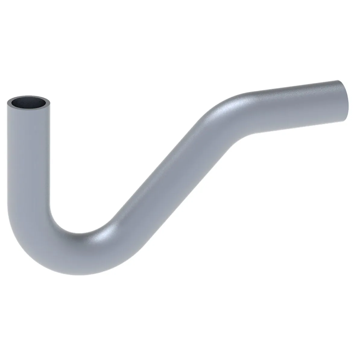 Grauer Adapter DuoControl CS horizontal in gebogener Rohrform mit zwei offenen Enden, seitlich und nach oben ausgerichtet