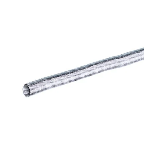 Flexibles silberfarbenes Abgasrohr AA 24 mit geriffelter Oberfläche und sichtbarer Rohröffnung, Länge 2,50 m