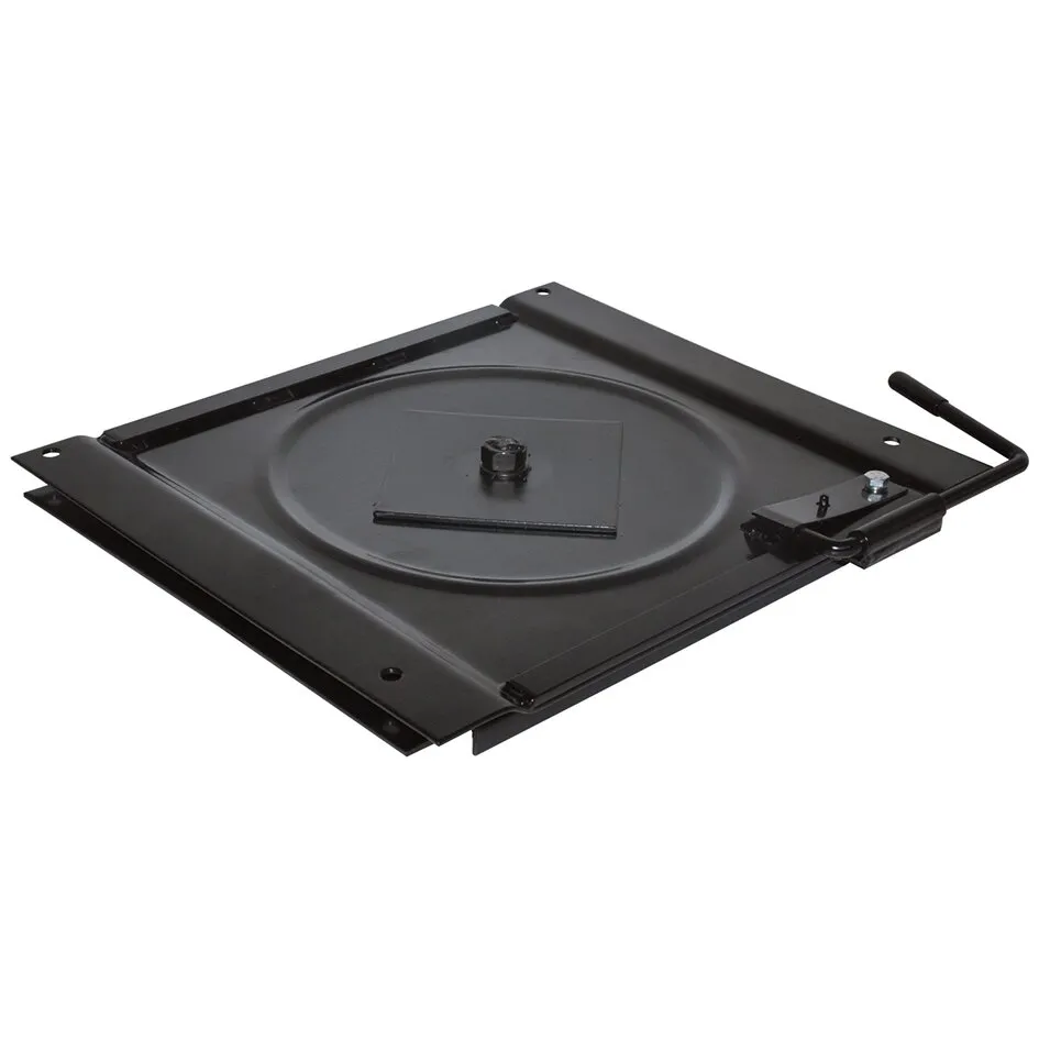 Schwarze Drehkonsole aus Metall für den Originalsitz eines Fiat Ducato Baujahr 2002 bis 06/2006 mit Drehmechanismus und Hebel