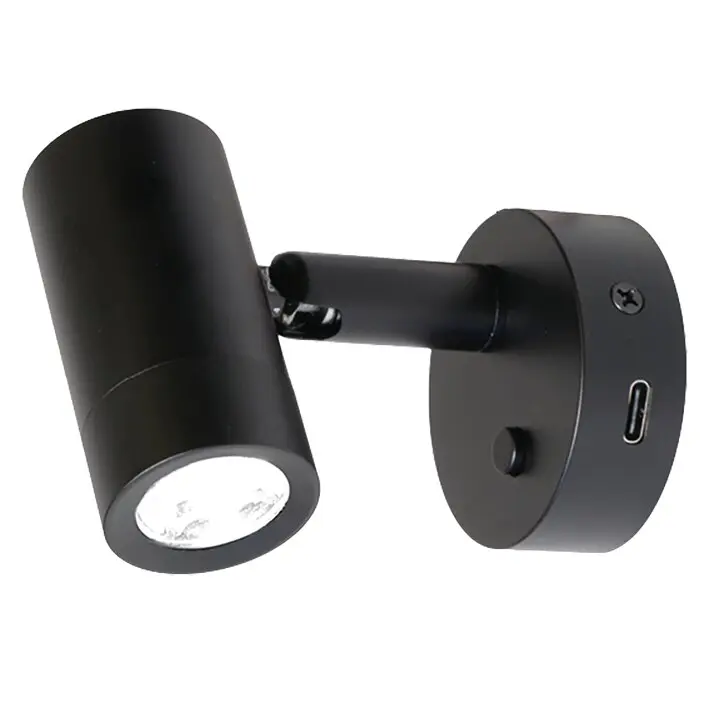 Aufbauspot Mini Tube D4, Power LED, USB-C, mit Schalter, schwarz