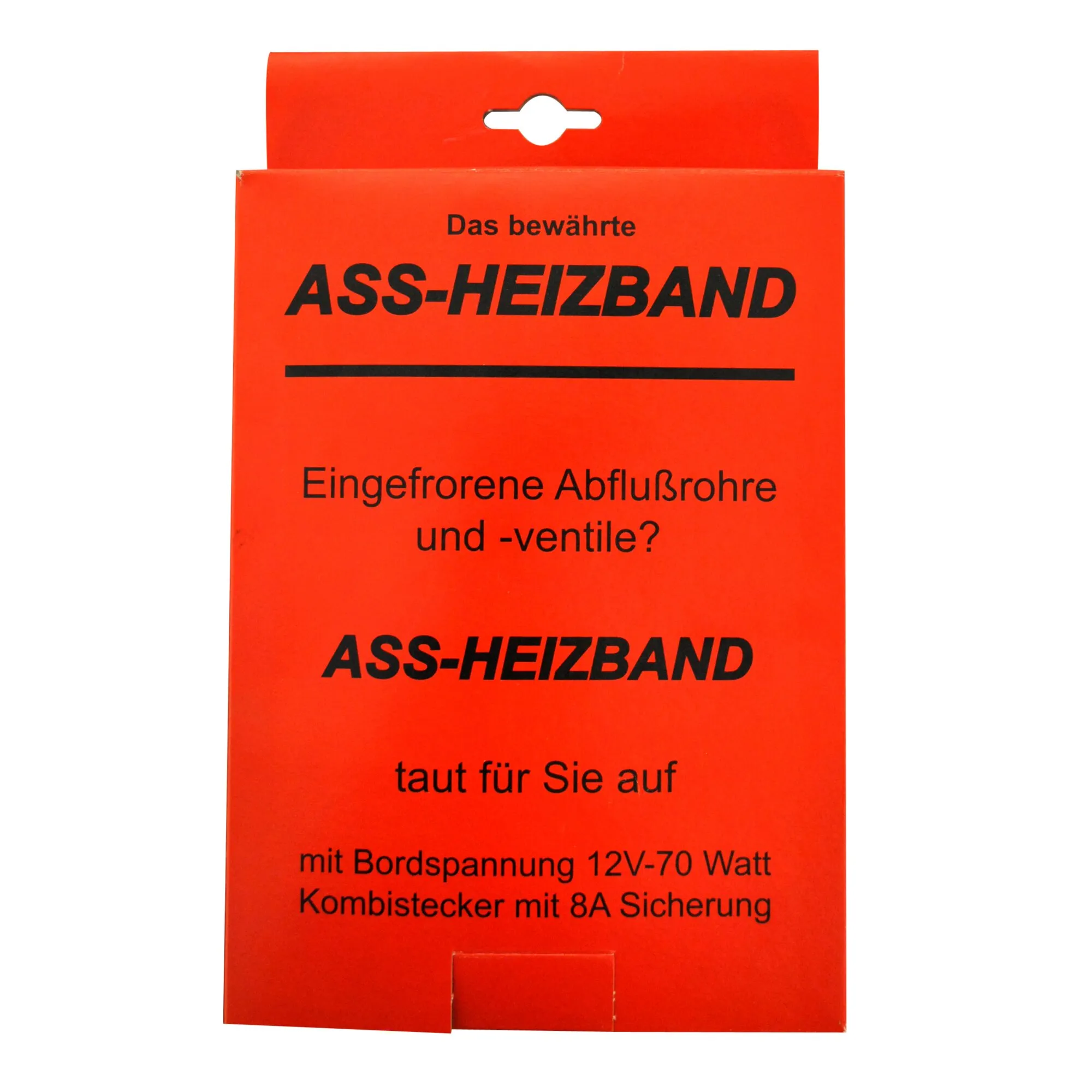 Rote Verpackung des ASS-Heizbands für eingefrorene Abflussrohre und -ventile, 12 V/70 W mit Kombistecker und 8-A-Sicherung