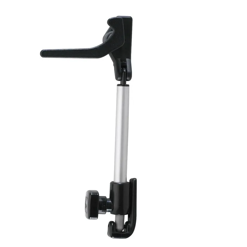 Schwarzer Fensteraussteller links mit silberner, 140 mm langer Stange und stufenlos verstellbarer Klemmhalterung