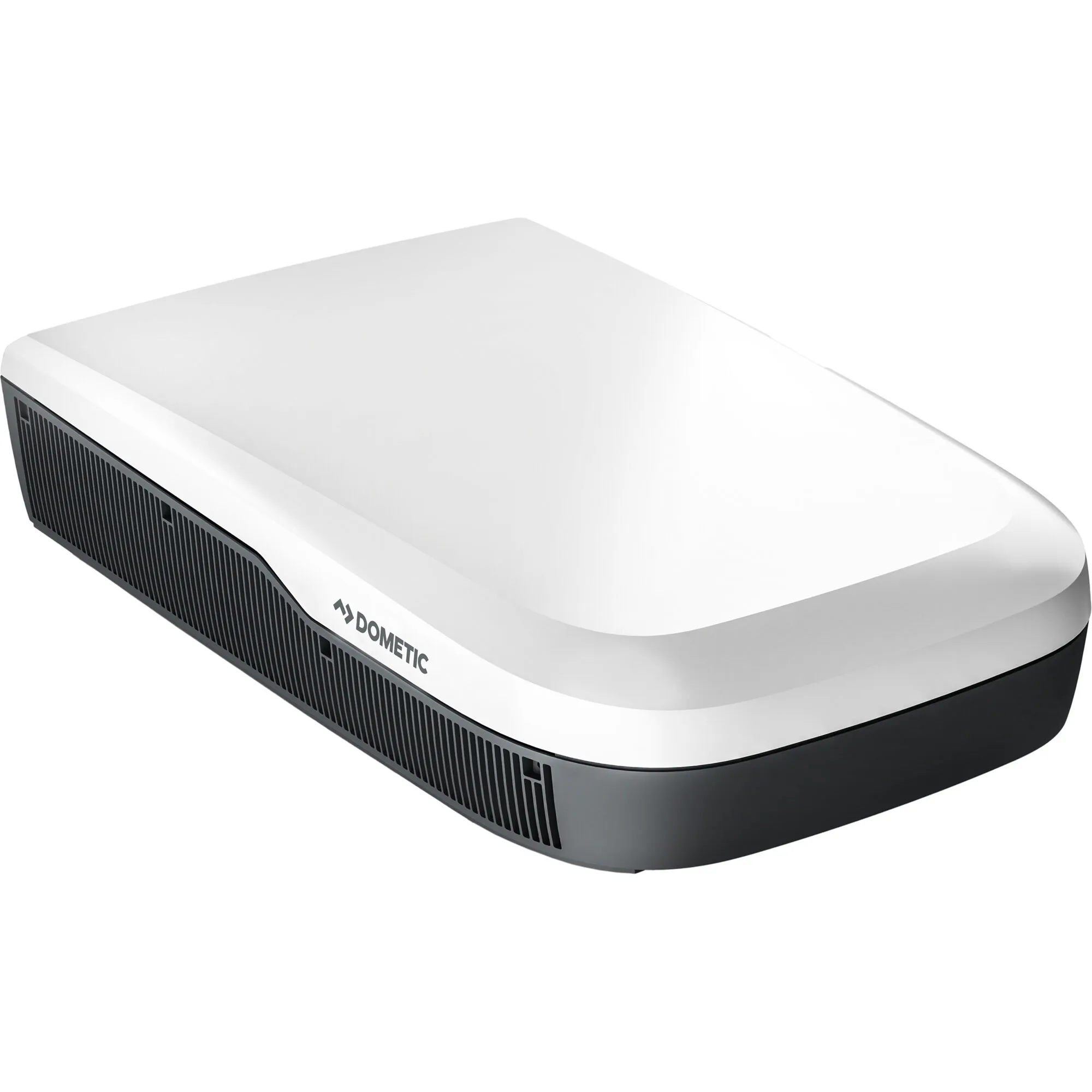 Weiße Klimaanlage Dometic FJX7 3000 mit abgerundeter Abdeckung und schwarzen Lüftungsgittern