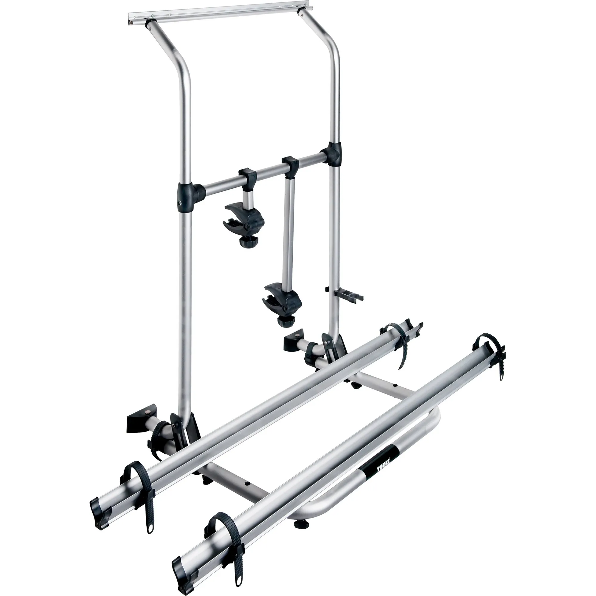 Thule Sport G2 Hobby Fahrradträger aus Aluminium mit zwei Fahrradschienen, Befestigungsriemen und schwarzen Rahmenhaltern