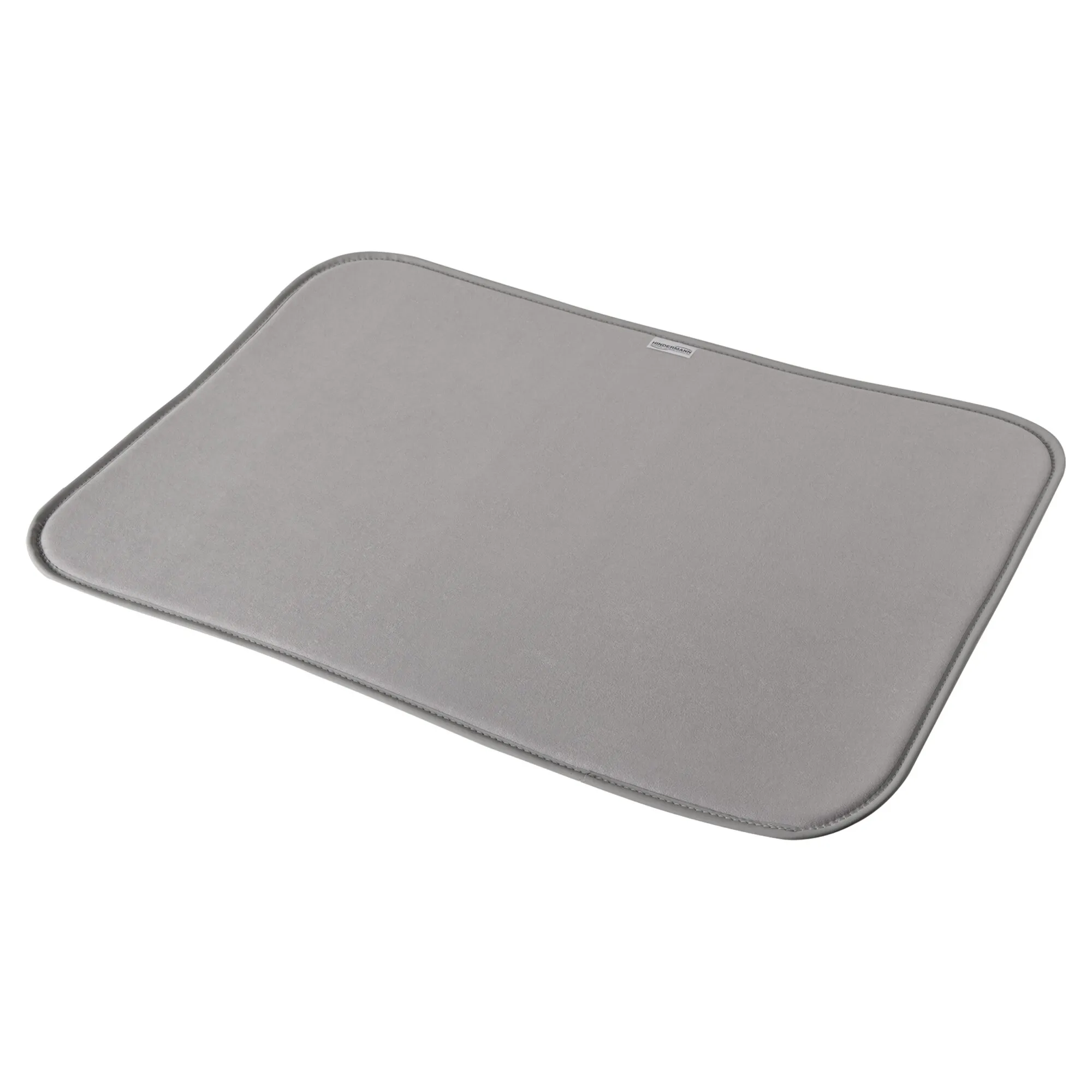 Graue Haustierunterlage mit abgerundeten Ecken, umlaufender Einfassung und rechteckiger Form, 70 cm breit
