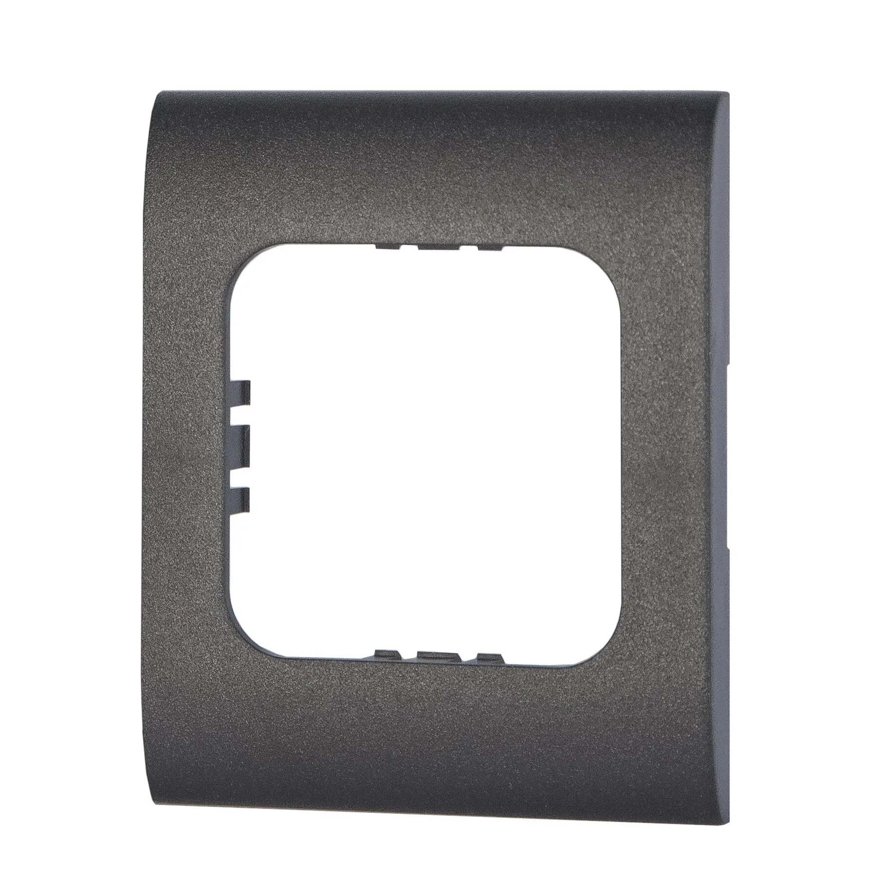 Schwarzer, rechteckiger Abdeckrahmen für Truma-Bedienteile mit abgerundeter Innenöffnung und seitlichen Befestigungselementen