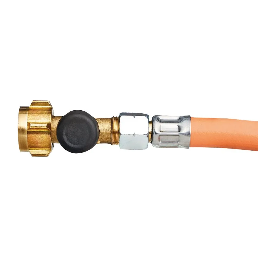 Hochdruck-Schlauchleitung G.12, 450 mm, mit orangefarbenem Schlauch, Messinganschluss und silberner Überwurfmutter