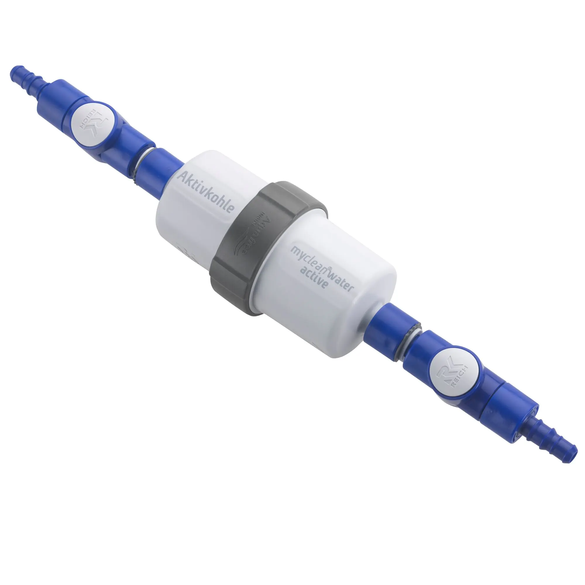 Aktivkohlefilter mit Einbauset myclean®water active Schlauch, beiseitig gerade Anschlüsse