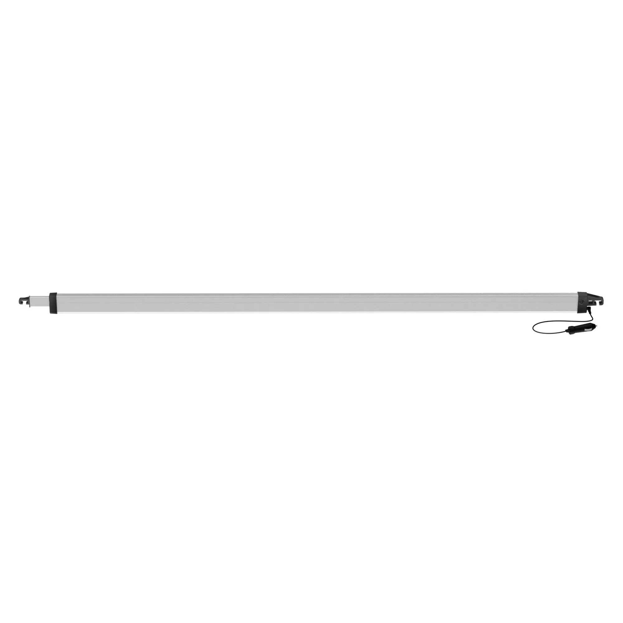 Silberne Spannstange Rafter LED für F45, F80s und Fiamma ZIP mit schwarzen Endhalterungen und 12-Volt-Stecker